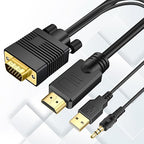 VGA (Sources) to HDMI (Display) Cable 6ft with Audio, VGA Maleto HDMI Male Converter Cord Adapter Cable Compatible Witch Computer/Laptop to Monitor/TV, Desktop Laptop Projector to Monitor HDTV