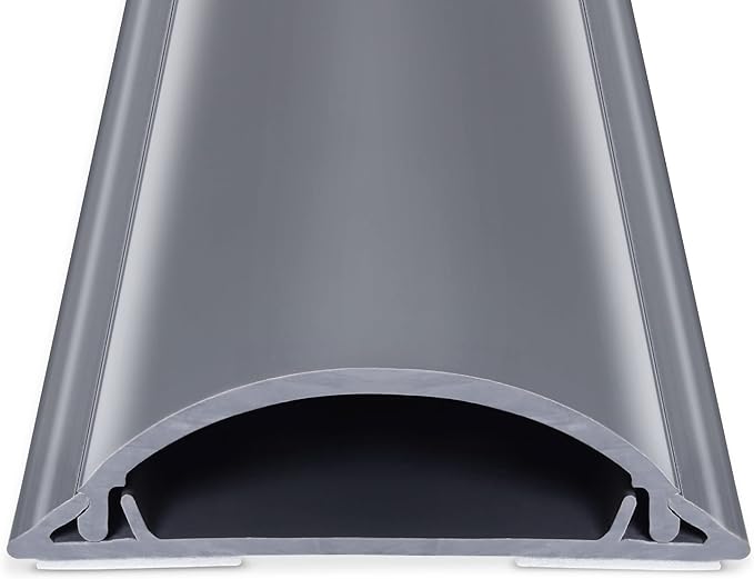 Cord Cover Floor 34in (2 x L17in), Large Capacity Floor Cable Cover, Hard PVC Cord Hider, Wire Cable Management Raceway, Grey, Cord Cavity - 1.8"(W) x 0.6"(H)