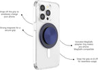 PopSockets Phone Grip for MagSafe with Kickstand, Magnetic Stand, Swappable Top, Secure Hold for iPhone MagSafe Cases, Phone & Tablet Grip - French Navy