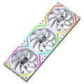 Jungle Leopard Galaxy 120mm PC Reverse Blade Case Fans, ARGB and PWM Cooling Fan PC, Axle Core Double Ring CD Pattern Module Computer Fans, Daisy-Chain 5V RGB Fan (White 3 Pack)