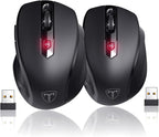 Wireless Mouse, D-09 Computer Mouse USB Cordless Mice for Laptop, Ergo Grips, Lightspeed 5-Level 2400 DPI, 16 Months Battery, Portable for PC Mac Chromebook (2Pack)