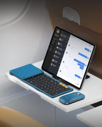 ProtoArc Foldable Keyboard and Mouse, XKM01 True Full-Size Folding Wireless Keyboard Mouse Combo for Business Travel, a Portable Office Suite On-The-Go, Compatible with Laptop iPad Tablet - Blue