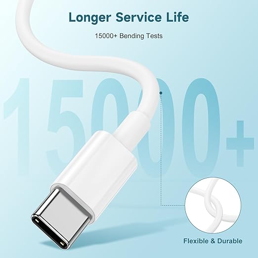 USB C to USB C Cable 60W[3Pack] iPhone 15 Fast Charging Cable,10ft Long USB-C to USBC Power Cord for iPhone 15/15 Pro/15 Plus/15 Pro Max,MacBook Pro Air/IPad Air 4/5/iPad Pro 12.9/11(White)