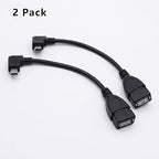 90 Degree Mini USB to USB A OTG Adapter Cable 5.5in Right Angle Mini USB 5-Pin Type B Male to USB Type A Female Adapter Cord for Digital Cameras,Black,14cm(2 Pack,Right)