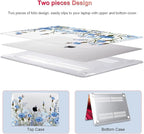 for MacBook Pro 13 Inch Case 2022 M2 2020 2021 A2338 M1 A2251 A2289 with Touch Bar & Touch ID, Plastic Hard Case Keyboard Cover Screen Protector Webcam Cover Brush, Tropical Blue Flowers