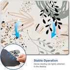 Mouse Pad with Abstract Art Design, Square Waterproof Non-Slip Rubber Base Mouse Mat for Office Laptop, Modern Boho Leaves