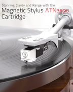 Record Player for Vinyls Turntables Wireless Output Connectivity Belt-Drive 33 45 RPM Speed Phono Line USB Digital to PC Recording MM Audio Cartridge Stylus Adjustable Counterweight Vintage Brown
