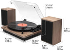 Victrola Montauk Vinyl Record Player, 3-Speed Belt Driven Turntable with Stereo Bluetooth Speaker Pair, RCA Output & 3.5mm Headphone Jack, Removable Dust Cover, Black Wood Finish