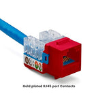 trueCABLE Cat6 Keystone Jack, Unshielded (UTP), 90 Degree Punch-Down, PoE++ (4PPoE) 100W, UL Listed, ETL Verified, ANSI/TIA Certified, Modular RJ45 Female, Red, 12 Pack