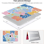 for MacBook Pro 13 inch Case 2022 2021 2020-2016 A2338 M2/M1 A2251 A2289 A2159 A1989 A1706 with Touch ID, Plastic Hard Shell Case Keyboard Skin Screen Film Webcam Cover, Colorful Flowers