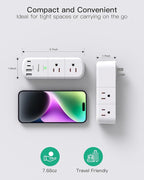 Surge Protector Outlet Extender with Rotating Plug, 6 AC Multi Plug Wall Outlets and 4 USB Ports, 1800 Joules, Swivel Power Strip Electrical Splitter for Home Decor Apartment Dorm Room Essentials