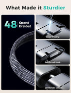 Travel Essentials,Upgraded 3 in 2 USB C Cable for Apple Watch Charger/iPhone Charger,Multi Charging Cable,RV Camping Essentials,Portable for iWatch Series 10-2/Ultra/SE& iPhone 16-12-4FT