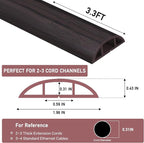 Floor Cord Cover Self Adhesive Cord Hider Floor Extension Cord Covers for Floor Power Cord Protector Cable Management Prevent Cable Trips Cable Cavity 0.59" W x 0.31" H (Dark Walnut, 3.3Ft)
