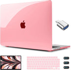 CISSOOK Compatible with MacBook Air 13.6 inch Case Pink 2022 2023 2024 2025 Release A2681 A3113 A3240, Plastic Shell & Keyboard Cover for MacBook Air 13 M4 M3 M2, Clear Pink