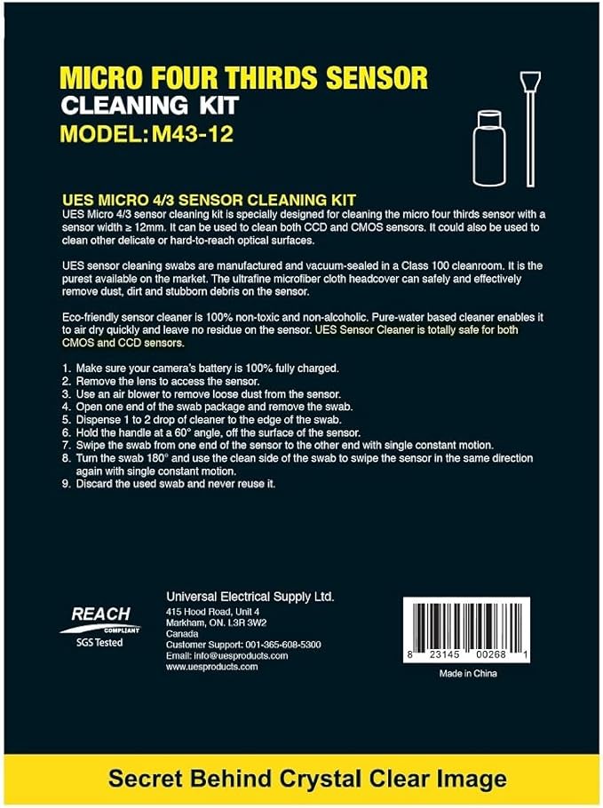 Digital Camera Micro Four-Thirds 4/3 (MFT) 12mm Sensor Cleaning Swabs x 14pcs + 15ml Liquid Cleaner for Mirrorless MILC and ILDC