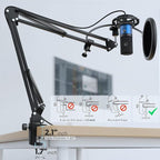 FIFINE USB Recording PC Microphone Kit, Computer Condenser Cardioid Mic on Mac Windows PS4/PS5, for Streaming, Podcasting, Gaming, Video, Home Use, with Gain Knob, Arm Stand-T669 Blue