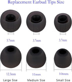 Earbud Tips Replacement Earbud Tips Ear Bud Replacement Pieces Silicone Soft and Comfortable Fit for Inner Hole from 3.8mm - 5.1mm Earphones 9 Pairs S/M/L Gray-Black