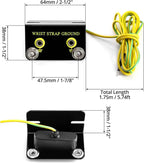 ESD Wrist Strap Grounding Kit with 5.74ft Terminal Cable & Anti-Static Socket Connector - Durable Anodized Aluminum - Static Protection for Electronics (2-Port(4Pack))