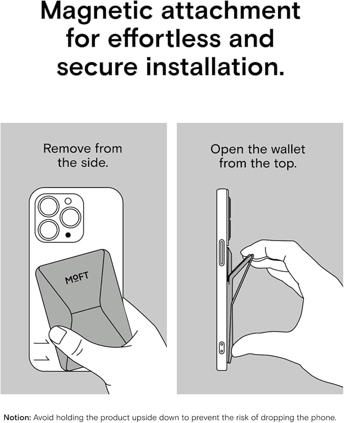 MOFT Magnetic Wallet Stand Compatible with iPhone 16/15/14/13/12 Series, Angle Adjustment & Magsafe Compatible MOVAS Phone Stand, Cement