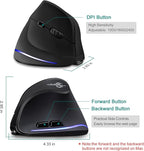 TRELC Wireless Mouse Tri-Mode (BT 5.0/3.0+2.4GHz), Ergonomic Vertical Mouses with 3 Adjustable DPI, Rechargeable Optical Wireless Mice for 3 Devices, 7 Buttons for PC, Desktop, Laptop, Tablet (Black)