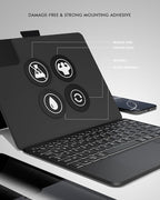 Universal Keyboard Case for 9-11 Inch Tablets, Bluetooth Detachable Keyboard for Android Tablets/iPads/Galaxy Tabs, Magnetic Backlit Keyboard with Washable Adhesive Mount & Any-Angle Stand & Trackpad