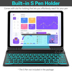 Galaxy Tab A9 Plus Case with Keyboard 5G 11 Inch 2023 (SM-X210/X216/X218), 7 Color Backlit Detachable Tablet Keyboard Cover with S Pen Holder for Samsung Galaxy Tab A9+ 11" (Black)