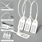 Plastic Tamper Seals, Zip Ties for Fire Extinguishers Pull Tite Security Tags Numbered Disposable Self-Locking Tie 250mm Length (100 PCS, White)