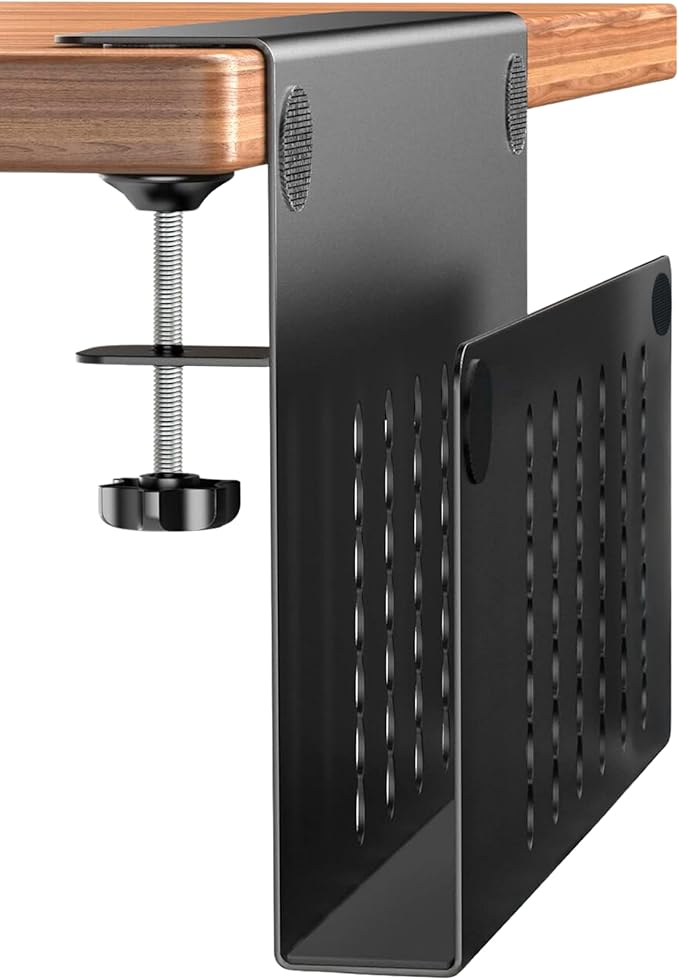 Desk Side Storage – Heavy-Duty Steel Laptop Holder Desk Attachment with Magnetic Pen Holder, Side Table No Drill Clamp Desk Organizer, Hanging Desk Organizer for Home & Office – Black