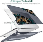MEEgoodo Case for MacBook Air M4/M3/M2 13.6 inch 2025 2024 2022, Fit Model A3240 A3113 A2681, Compatible with MacBook Air 13 inch, Laptop Hard Shell Case with Keyboard Cover, Golden Lilies
