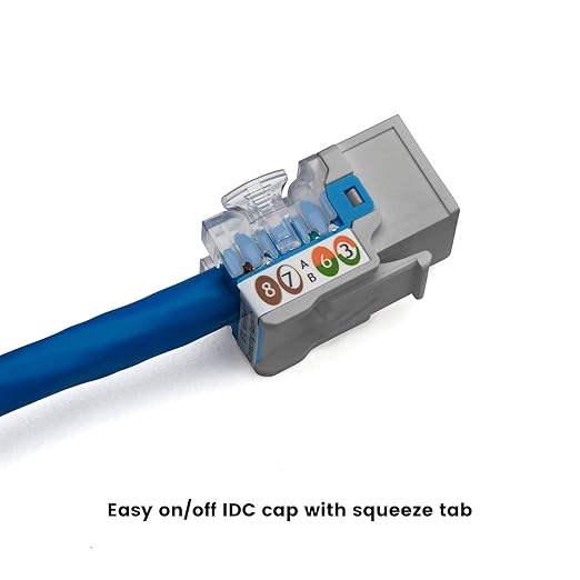 trueCABLE Cat6 Keystone Jack, Unshielded (UTP), 90 Degree Punch-Down, PoE++ (4PPoE) 100W, UL Listed, ETL Verified, ANSI/TIA Certified, Modular RJ45 Female, Gray, 12 Pack