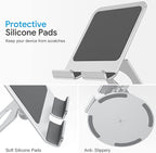 OMOTON Swivel Tablet Stand for iPad with 360 Rotating Base, Foldable Adjustable Holder for Drawing, Compatible with iPad Pro/Air/Mini and More, Silver