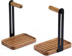 Headphone Holder For Desk,Desk Headphone Mount Rack,Headphone Stand With Storage Base,Accessories Managment,Solid Wood,Matte Black