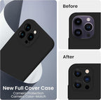 FireNova for iPhone 14 Pro Case, Silicone Upgraded [Camera Protection] Phone Case with [2 Screen Protectors], Soft Anti-Scratch Microfiber Lining Inside, 6.1 inch, Black
