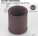 5 Pack PU Leather Dice Cups Velvet Felt-Lined Shaker Cups with 25 Dot Dice for Bar Party Yahtzee Farkle Dice Games, Brown