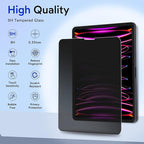 MOBDIK Privacy Screen Protector Compatible with iPad Pro 11 Inch (2022&2021&2020&2018) & iPad Air 5th / 4th Generation (2022&2020), Anti Spy, 9H Tempered Glass, EZ Kit 1 Pack