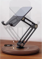 iPhone Stand for Desk, Phone Stand Adjustable Foldable, Cell Phone Holder 360 ° Rotation, Compatible with iPhone 16 15 14 13 12 11 Pro Xs Xs Samsung Galaxy Tablets All Phones, Walnut