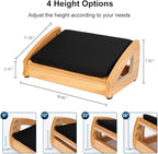 StrongTek Wood Ergonomic Footrest - 4-Angle Adjustable Foot Stool for Desk, Office Footrest, Anti-Slip Foot Stand for Under Desk, Enhances Posture, Promotes Blood Circulation, Easy Assembly (Espresso)