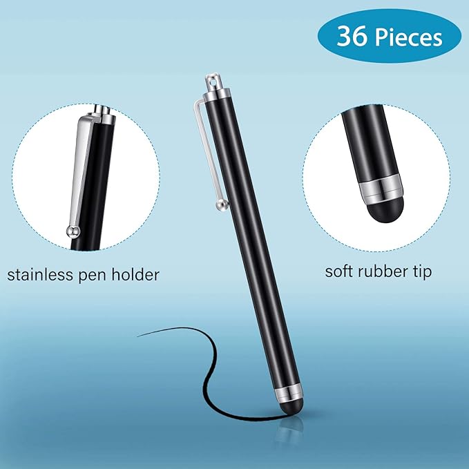Outus 36 Pcs Stylus Pen for Universal Capacitive Touch Screens Devices, Stylus Pen Compatible with Tablet for Classroom Travel Olders Friendly(Black)