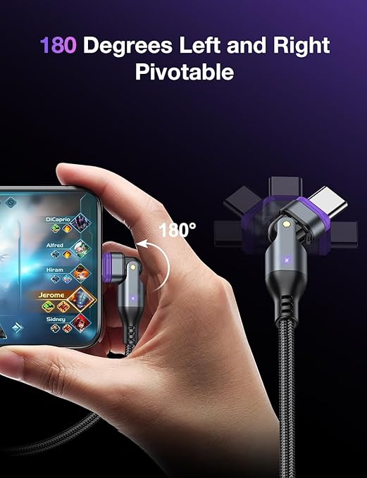 AUFU 16PIN USB C Magnetic Charging Cable (3Pack, 3.3/6.6/6.6ft), 180° Rotation Magnet Charger Cable/Magnetic USB C Cables/Magnet Phone Charger/Data Transfer Charging Cables for Phone/Tablet/Laptop
