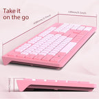 Computer Keyboard Wired, Plug Play USB Keyboard, Low Profile Chiclet Keys, Large Number Pad, Caps Indicators, Foldable Stands, Spill-Resistant, Anti-Wear Letters for PC Laptop (Rose Pink, 1-Pack)