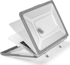 Batianda Case for New MacBook Air 13 inch 2025 M4 Chip 2024 2022 Release A3240 A3113 A2681 Model,Honeycomb Heavy Duty Protective Hard Shell with TPU Bumper Fold Kickstand & Keyboard Cover, Grey