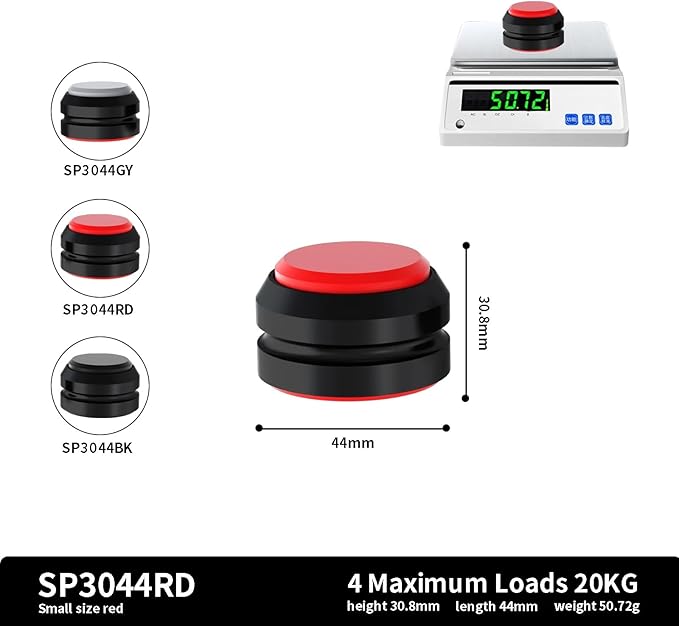 Preffair Audio Speaker Aluminum/Silicone Isolation Feet Turntable Damper Vibration Stopper Stand Absorption Shock Pad for Amplifier Preamp DAC Devices 4Pcs (Gray, 1.73"x1.18")