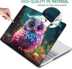Tuiklol Case for 15 Inch Microsoft Surface Laptop 5/4/3 2022-2020, Model 1979/1953/1872/1873 Hard Shell Cover, Keyboard Cover+Screen Protector+Dust Plugs,Rainbow owl