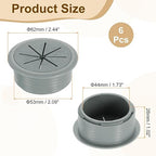 uxcell 6 Pcs Desk Grommet, Fit 53mm/2.09" Plastic Cable Hole Cover Bulk Top Hat Grommet Desk Hole Cover for Cables Home Office, Dark Gray