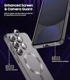 Magnetic for Samsung Galaxy S25 Plus Case [Compatible with MagSafe][Built-in Camera Lens Protector] Slim Soft Silicone Bumper Shockproof Metallic Luster Phone Case (Gray)