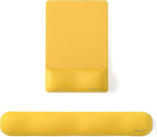 UnivoColors Design-Wave Set of Keyboad Wrist Rest & Mouce Pad,Artificial Sheepskin+Memory Foam+Ergonomic+Anti-Slip Gel, Resilience Support During Work and Gaming,Keyboard Accessory,Yellow