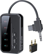 Bluetooth 5.4 Transceiver Pro - Dual Audio Streaming for Airplane, Car & Home, Wireless Adapter for TV/Stereo/Headphones (2 Devices Simultaneous)