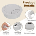 uxcell 5 Pcs 53mm (2.09 Inch) Desk Grommet, Plastic Cable Hole Cover, Wire Cord Cable Organizer for Home Office Computer Desk Cabinet, Gray
