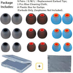 Earbuds Replacement Tips Silicone Earbud Tips Ear Bud Replacement Pieces Ear Gels Fit for Inner Hole from 3.8mm - 5.1mm Earphones 9 Pairs S/M/L
