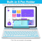 Keyboard Case for Samsung Galaxy Tab A9 Plus 5G 11 inch 2023 (SM-X210/X216/X218), 7 Color Backlit Detachable Keyboard Bluetooth, Smart Folio Cover with S Pen Holder for Galaxy Tab A9+ 11", Blue